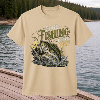 Good Fishing Better Days Largemouth Bass Graphic T-Shirt