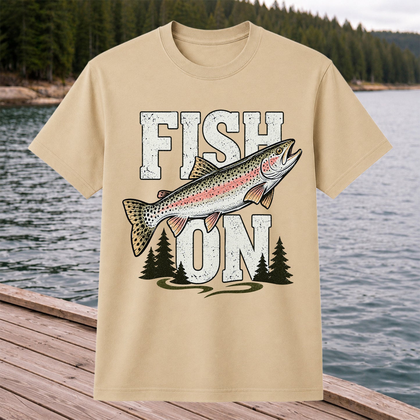 Fish On Rainbow Trout Fishing Graphic T-Shirt