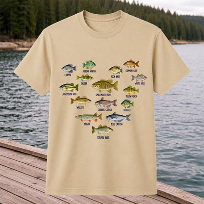 Freshwater Fish Species Chart Fishing Graphic T-Shirt