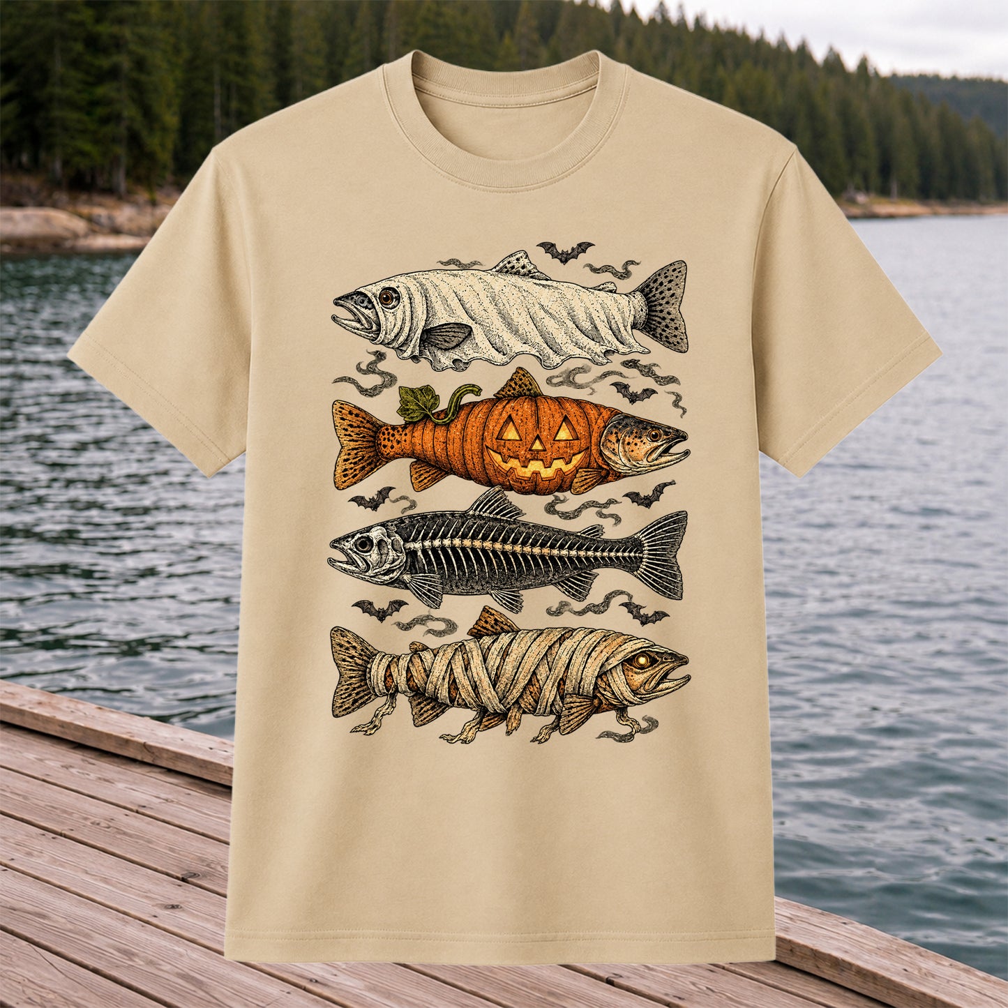 Vintage Halloween Fishing Shirt, Halloween Trout T-Shirt