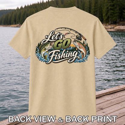 Let's Go Fishing Bass and Rainbow Trout Graphic T-Shirt | Back Print