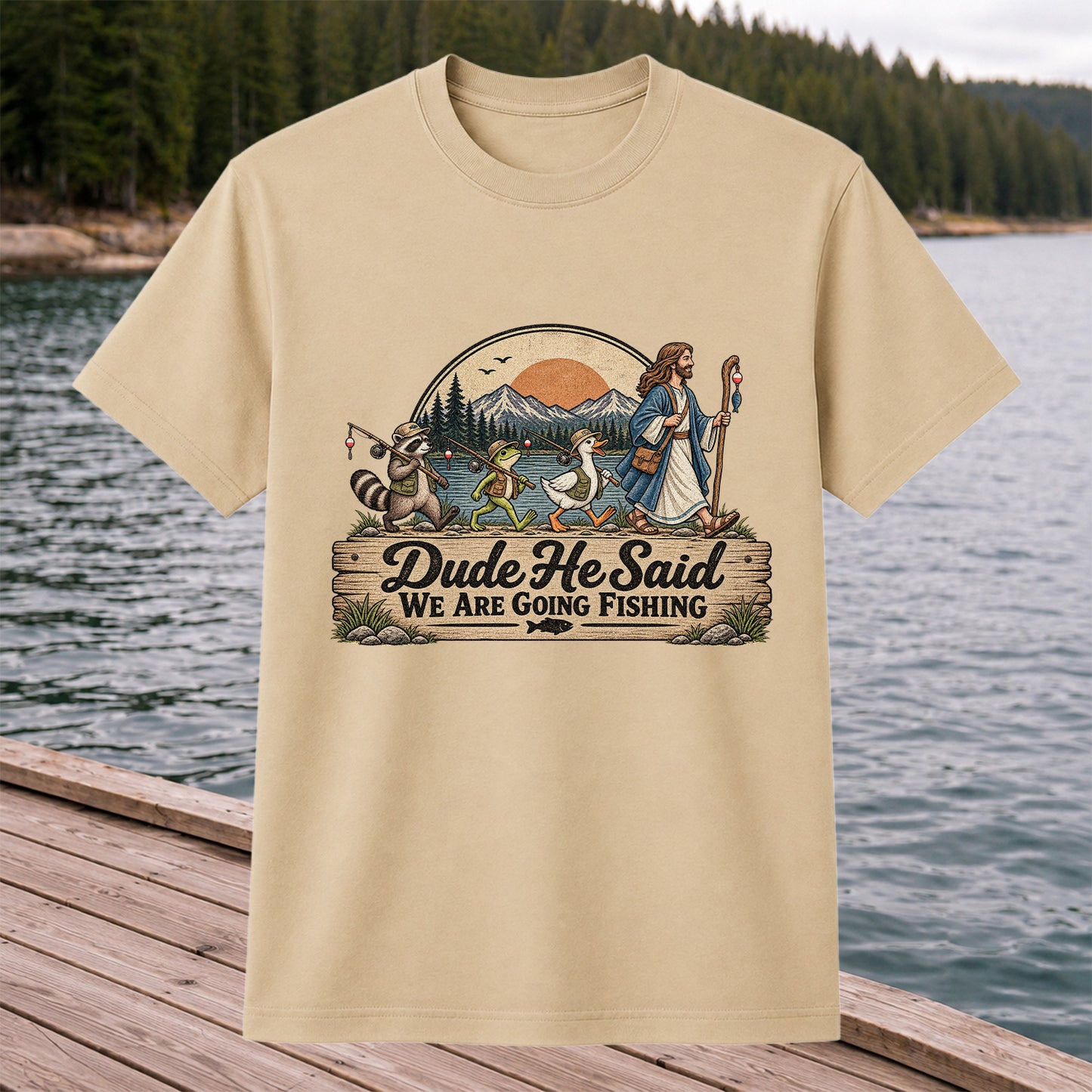 Dude He Said We Are Going Fishing Animal Parade Graphic T-Shirt