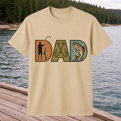 DAD Rainbow Trout and Fishing Hooks Vintage Graphic T-Shirt