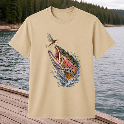 Rainbow Trout Chasing Mayfly Fishing Graphic T-Shirt