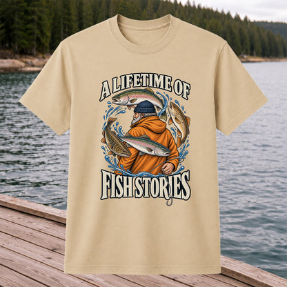 A Lifetime of Fish Stories Angler and Trout Fishing Graphic T-Shirt