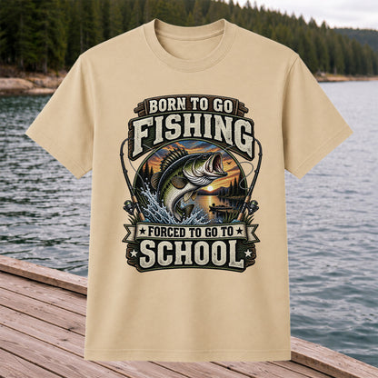 Born to Go Fishing Forced to Go to School Bass Fishing T-Shirt