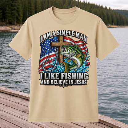 American Flag Bass Fishing Faith Patriotic Graphic T-Shirt
