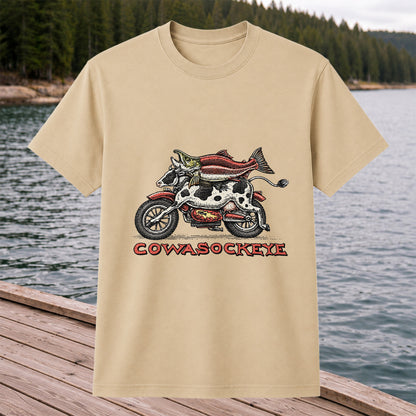 Cowasockeye Trout Motorcycle Funny Fishing Graphic T-Shirt