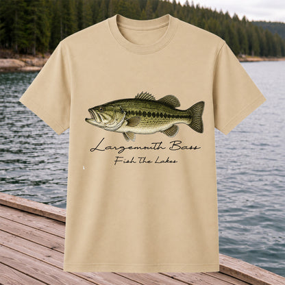 Largemouth Bass Fishing T-Shirt Fish The Lakes Vintage Bass Angler Tee