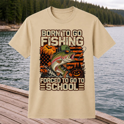 Born to Go Fishing Forced to Go to School Halloween Rainbow Trout T-Shirt