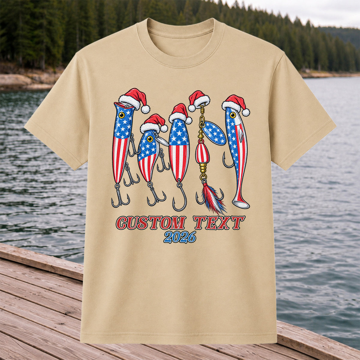 Personalized Patriotic Christmas Fishing Lures T-Shirt