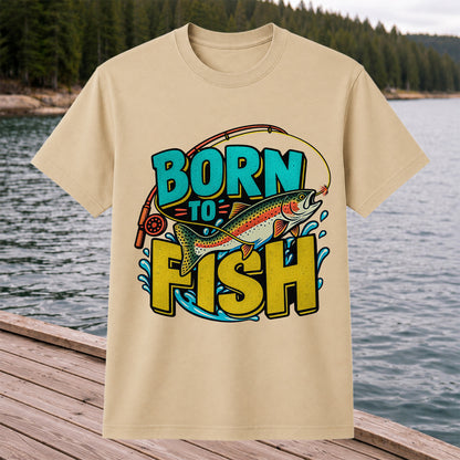 Born to Fish Rainbow Trout Fishing Graphic T-Shirt