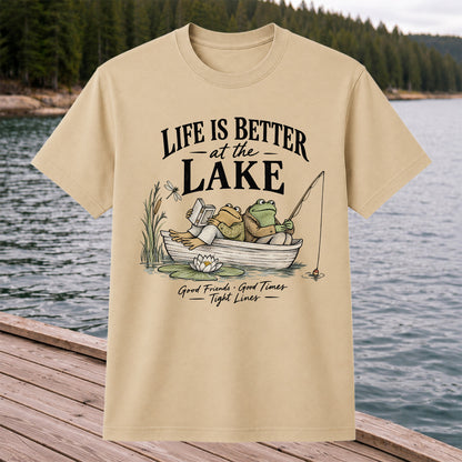 Life Is Better at the Lake Frog Fishing Graphic T-Shirt