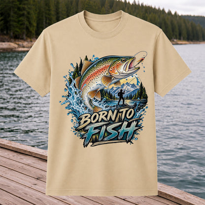 Born to Fish Rainbow Trout Fly Fishing Graphic T-Shirt