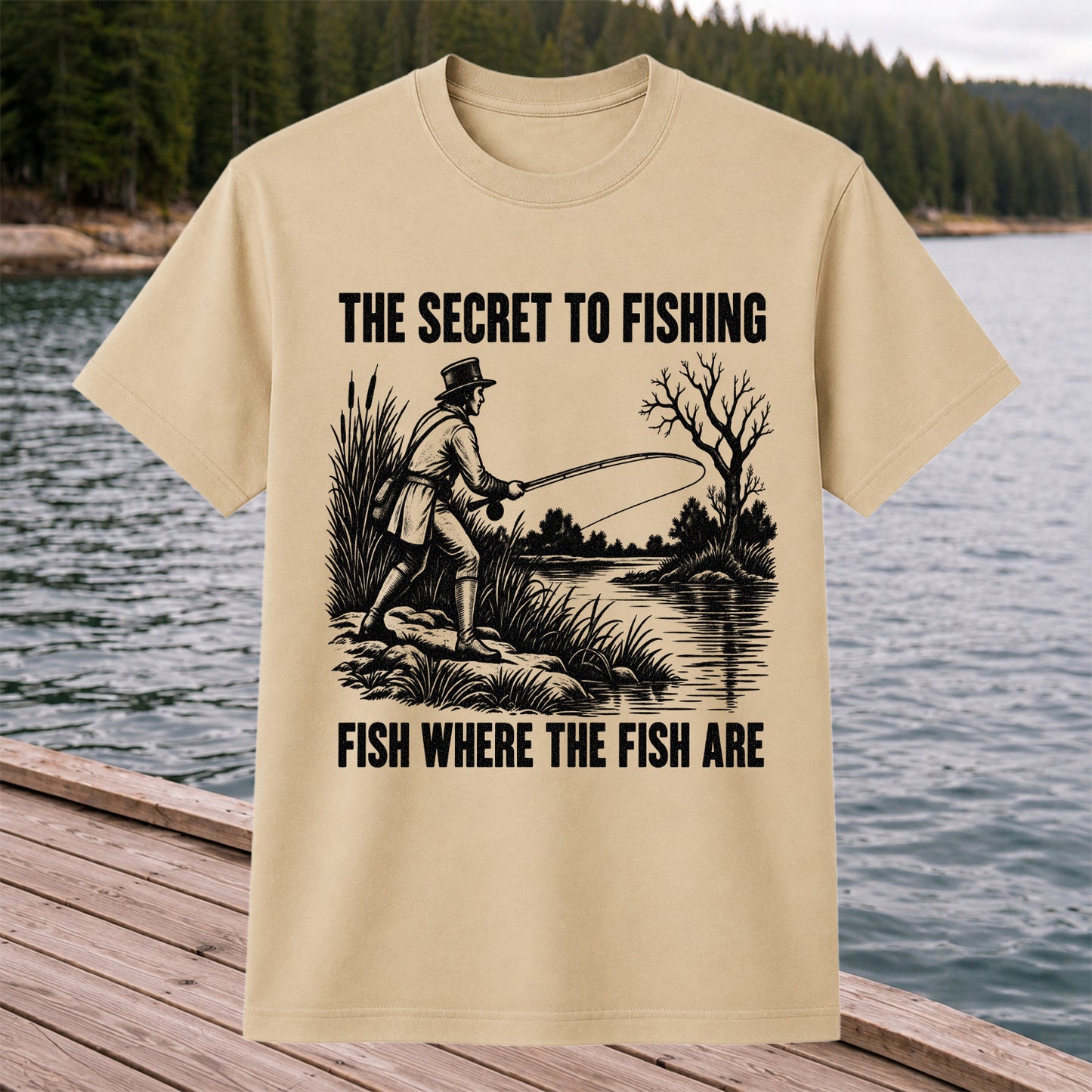 The Secret to Fishing Fish Where the Fish Are Graphic T-Shirt