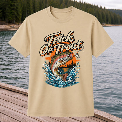 Trick or Trout Rainbow Trout Halloween Fishing T-Shirt