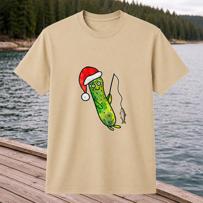 Santa Hat Cucumber Fishing for Trout Graphic T-Shirt