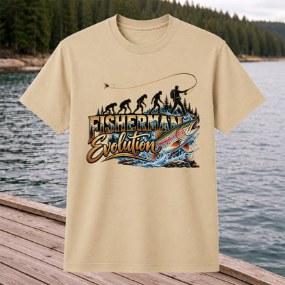 Fisherman Evolution Rainbow Trout Fly Fishing Graphic T-Shirt