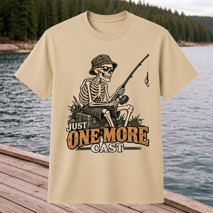 Just One More Cast Skeleton Angler Funny Fishing T-Shirt