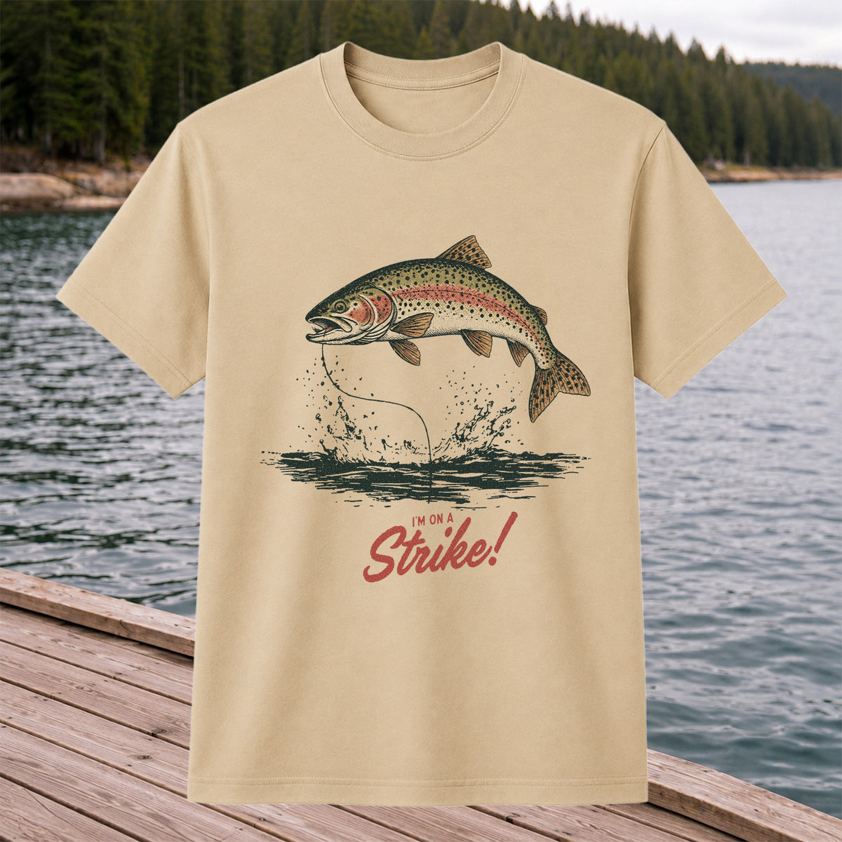 I'm on a Strike Rainbow Trout Fishing Graphic T-Shirt