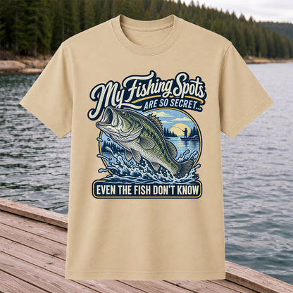 Secret Fishing Spots Largemouth Bass Graphic T-Shirt
