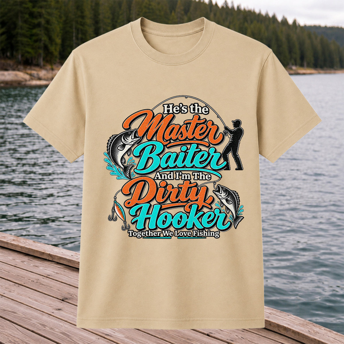 He's the Master Baiter and I'm the Dirty Hooker Together We Love Fishing T-Shirt