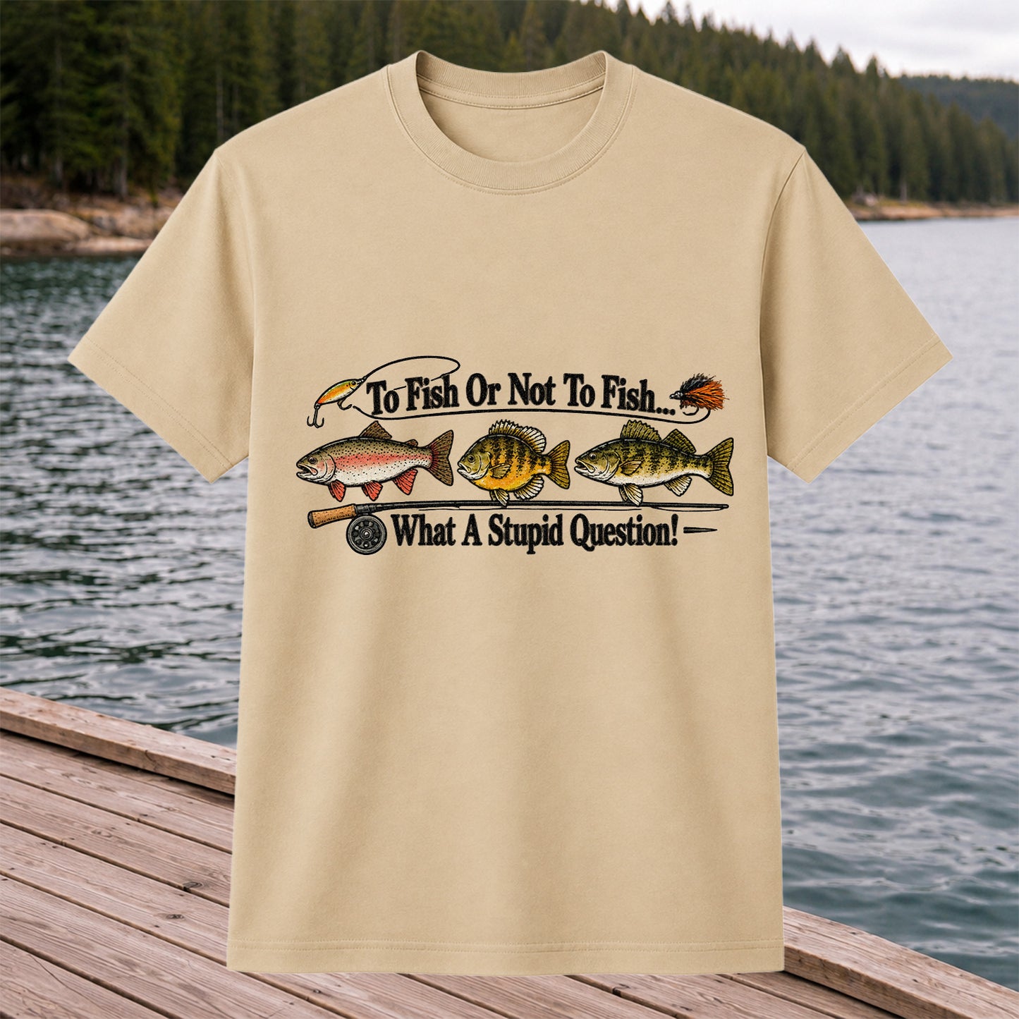 To Fish or Not to Fish What a Stupid Question Trout and Bass Fishing T-Shirt