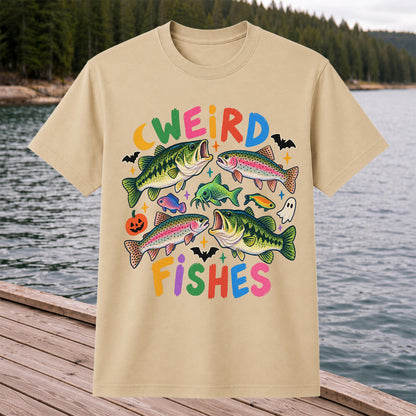 Weird Fishes Halloween Bass and Rainbow Trout Fishing T-Shirt