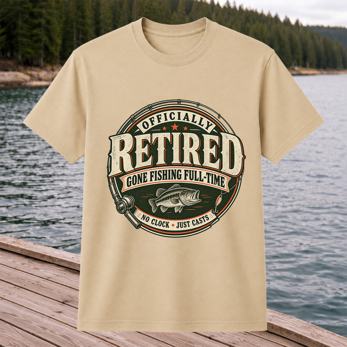 Officially Retired Gone Fishing Full-Time Bass Fishing T-Shirt