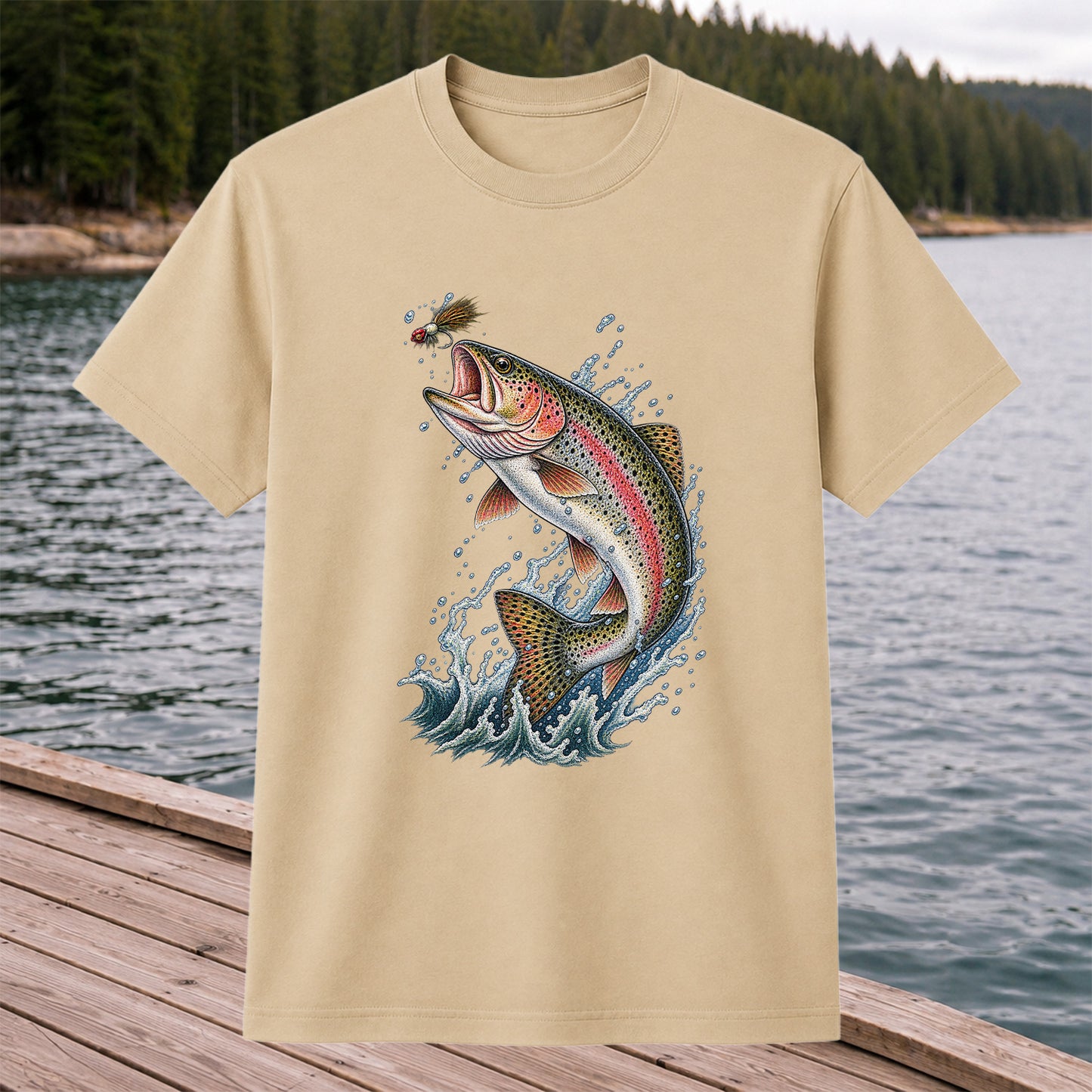 Rainbow Trout Leaping for a Fly Fishing Graphic T-Shirt