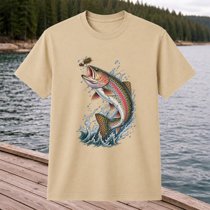 Rainbow Trout Leaping for a Fly Fishing Graphic T-Shirt