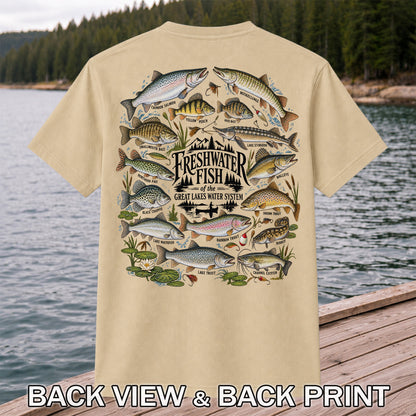 Freshwater Fish of the Great Lakes Water System Graphic T-Shirt | Back Print