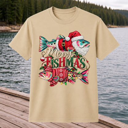 Merry Fishmas Santa Fish Christmas Fishing Graphic T-Shirt