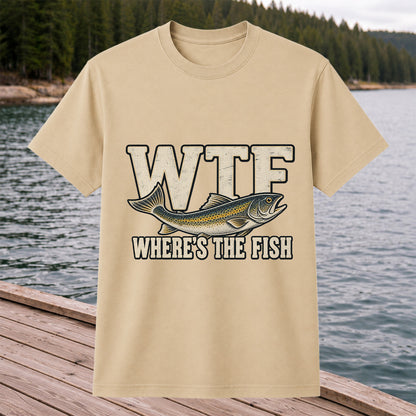 WTF Where’s the Fish Funny Fishing Graphic T-Shirt