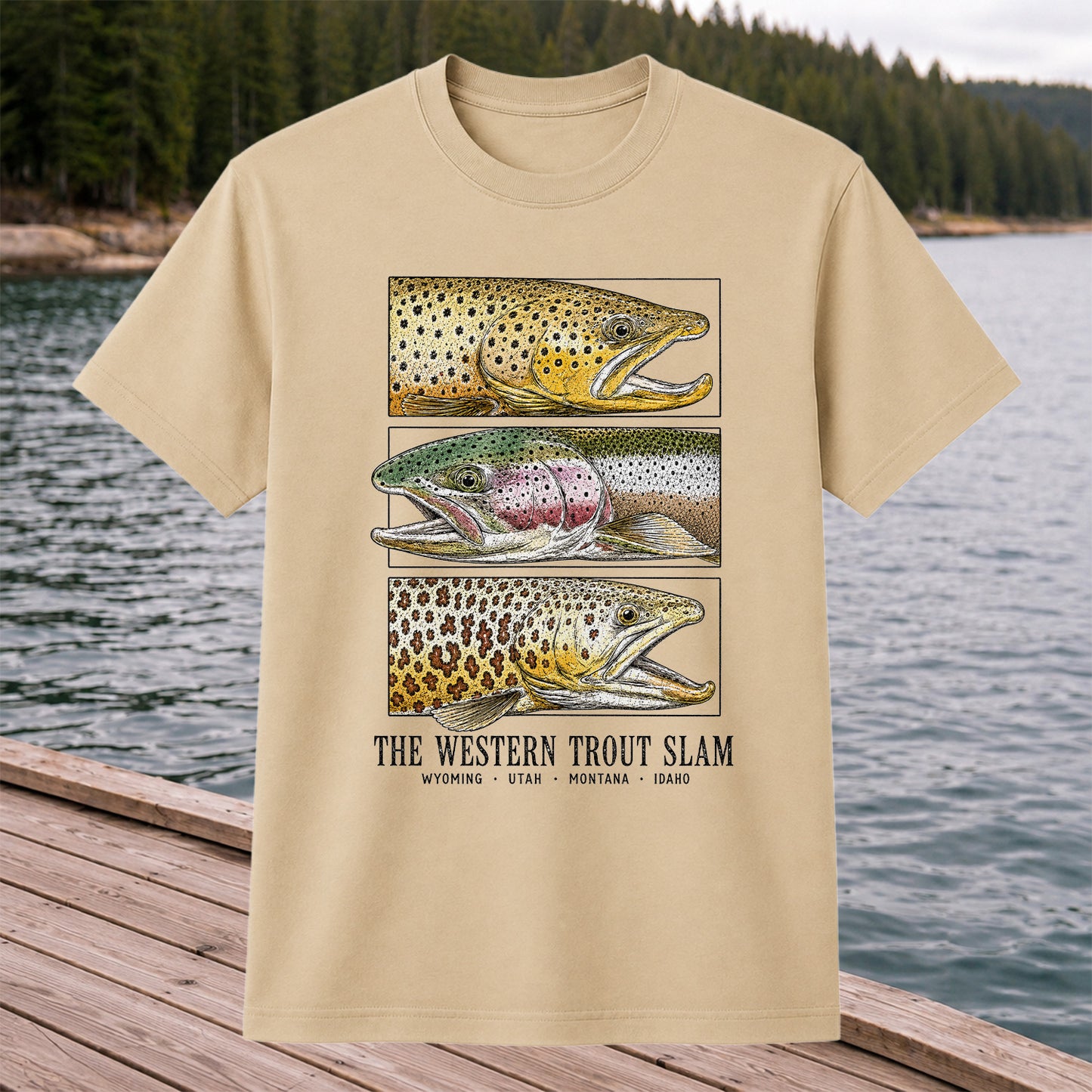 The Western Trout Slam Wyoming Utah Montana Idaho Fishing T-Shirt