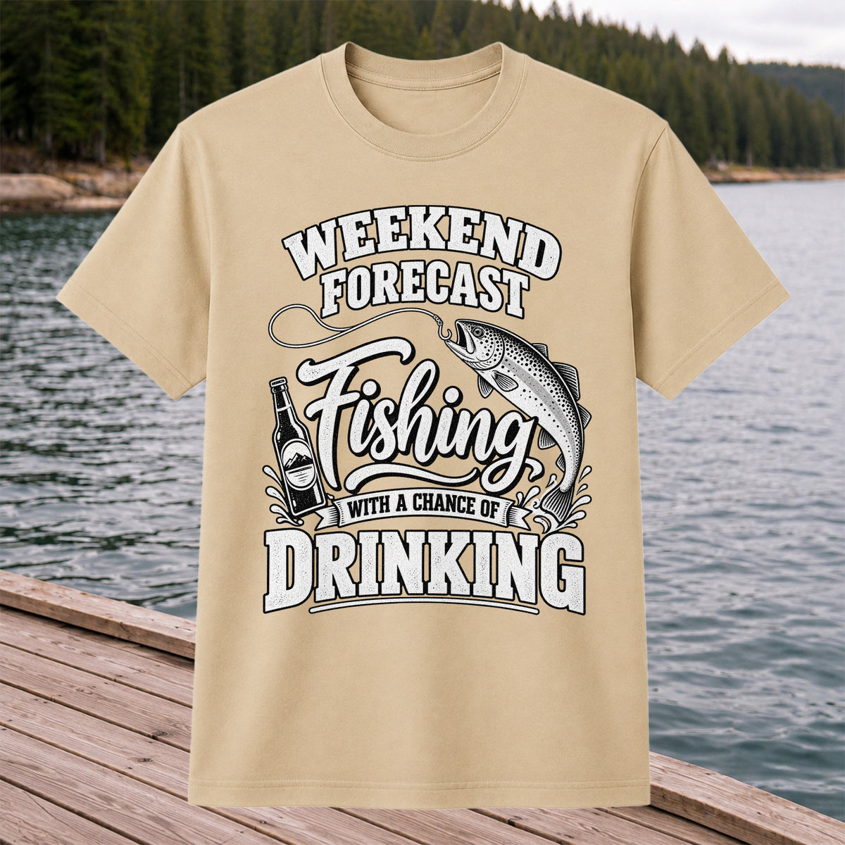 Weekend Forecast Fishing With a Chance of Drinking Trout T-Shirt