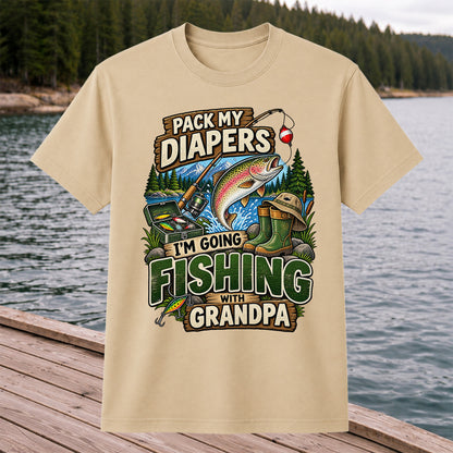 Pack My Diapers I'm Going Fishing With Grandpa Rainbow Trout T-Shirt