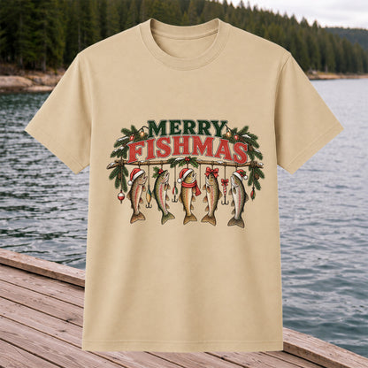 Merry Fishmas Five Christmas Trout Fishing Graphic T-Shirt