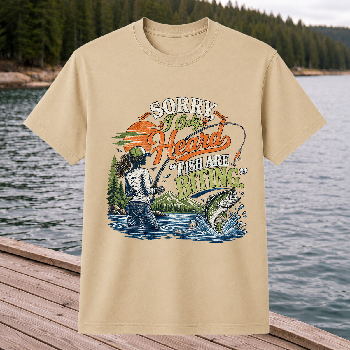 Sorry I Only Heard Fish Are Biting Fishing Graphic T-Shirt