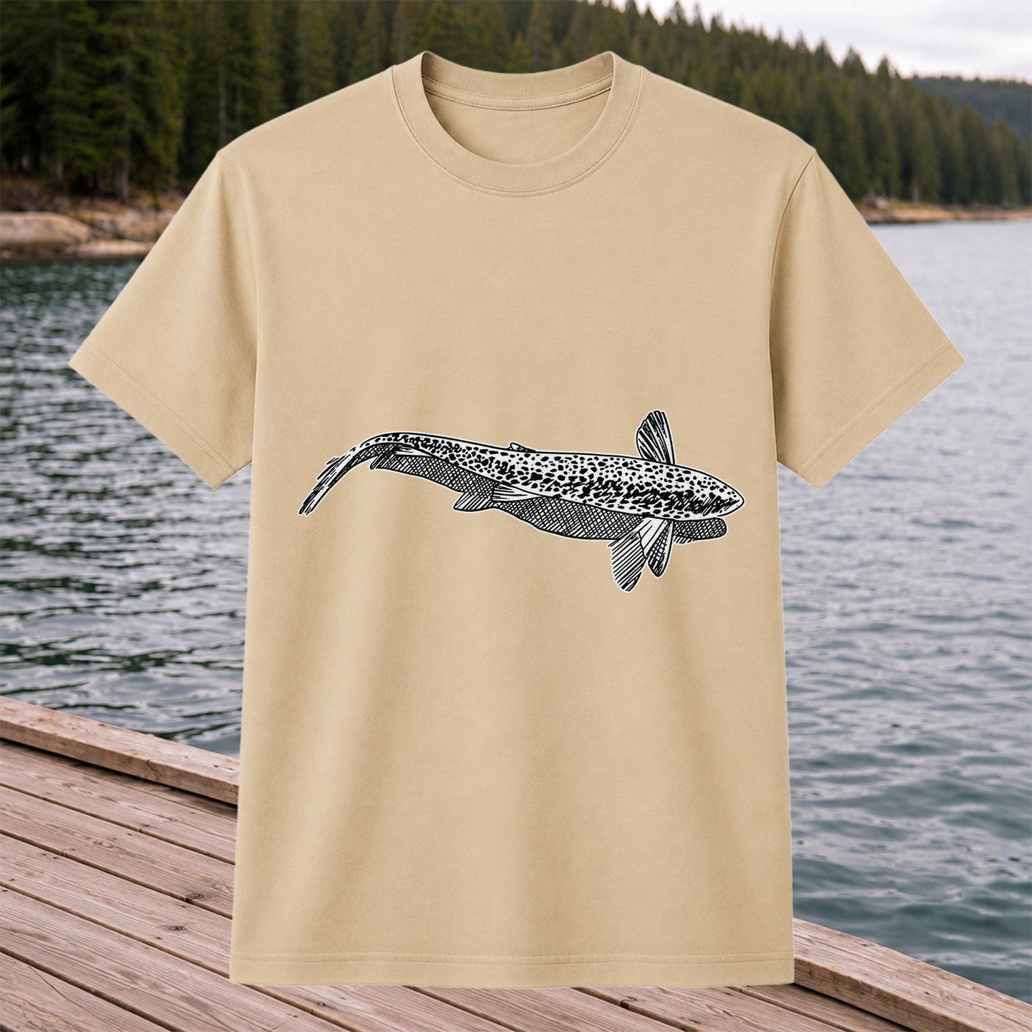 Burbot Fish Minimalist Line Art Fishing Graphic T-Shirt