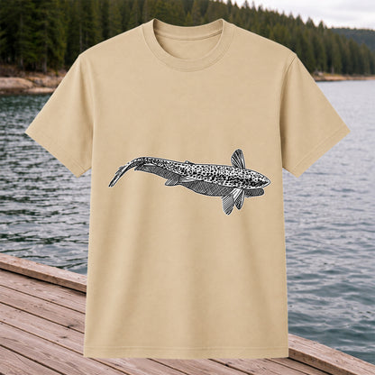 Burbot Fish Minimalist Line Art Fishing Graphic T-Shirt