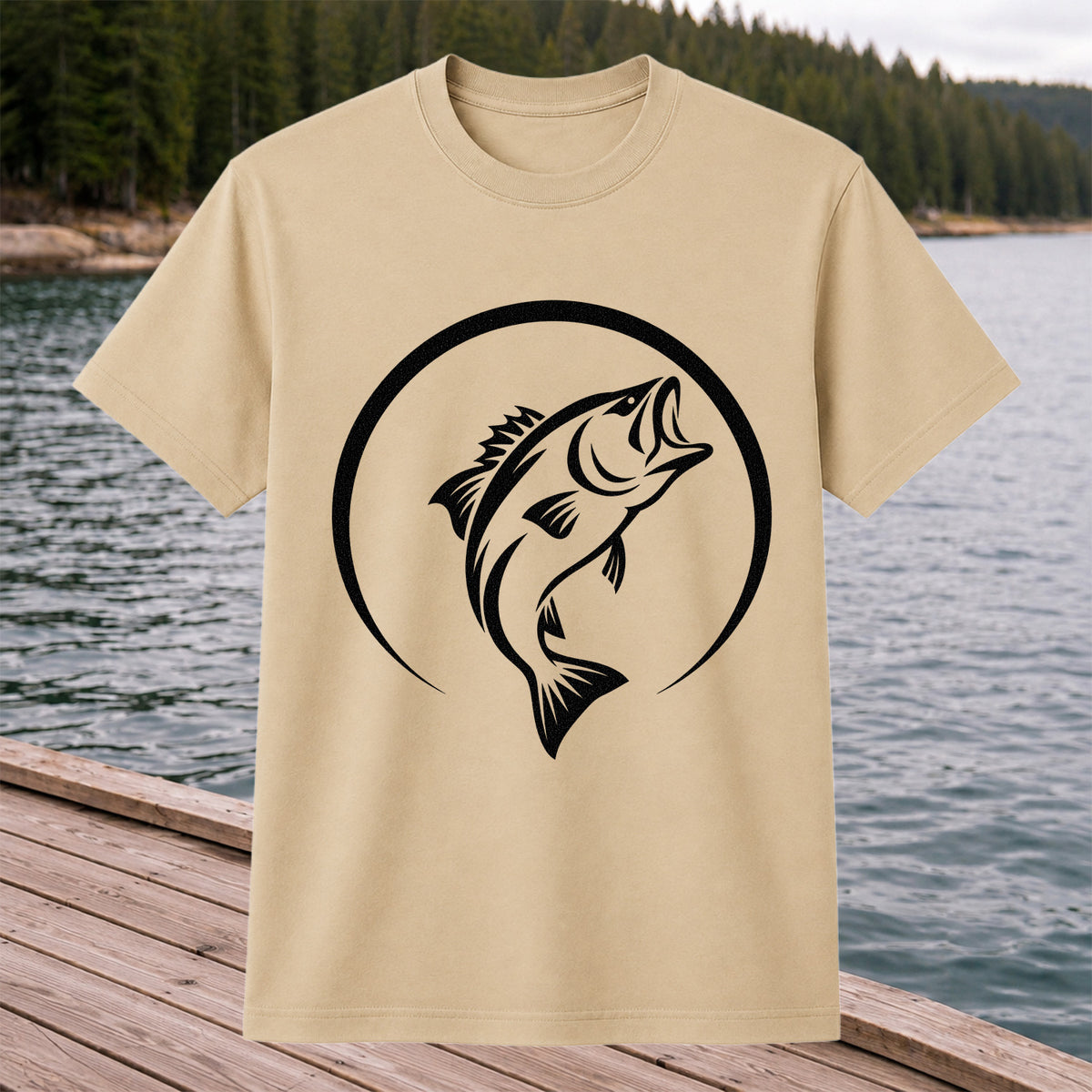Minimalist Jumping Bass Fishing Silhouette T-Shirt