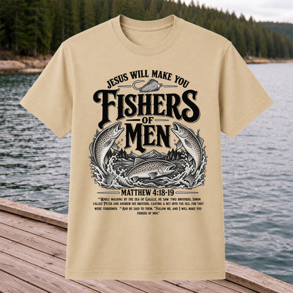 Jesus Will Make You Fishers of Men Matthew 4:18-19 Trout Fishing T-Shirt