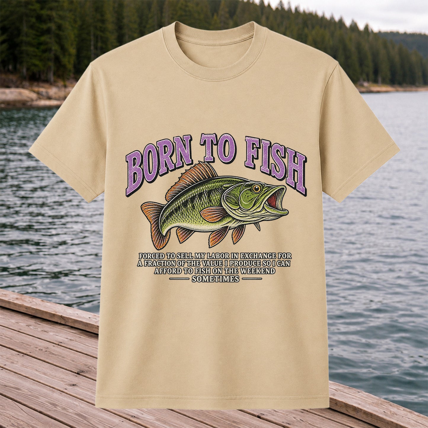 Born to Fish Funny Bass Fishing Graphic T-Shirt