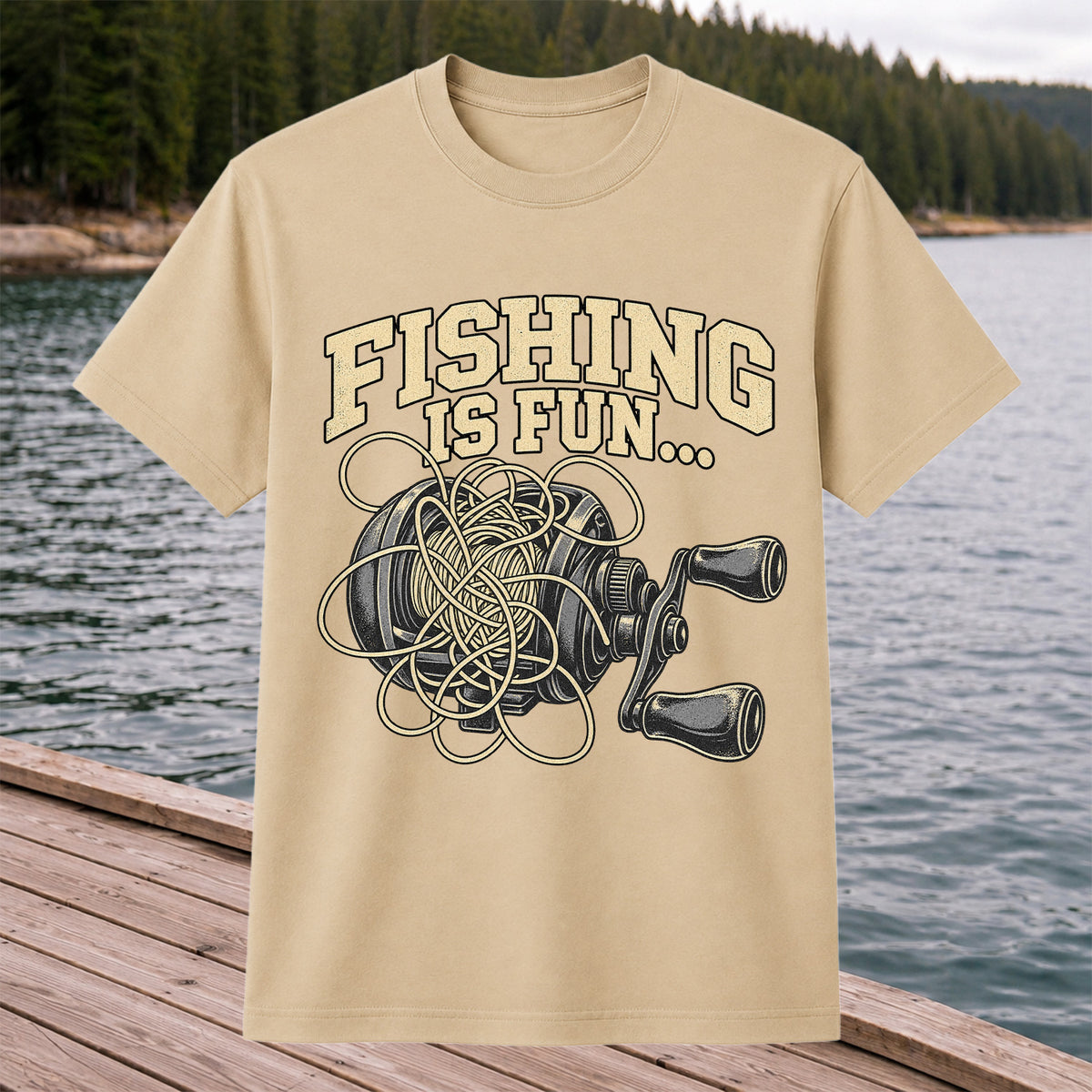 Fishing Is Fun Tangled Baitcasting Reel Funny Fishing T-Shirt