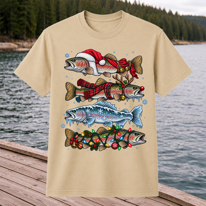 Christmas Rainbow Trout Holiday Fishing Graphic T-Shirt