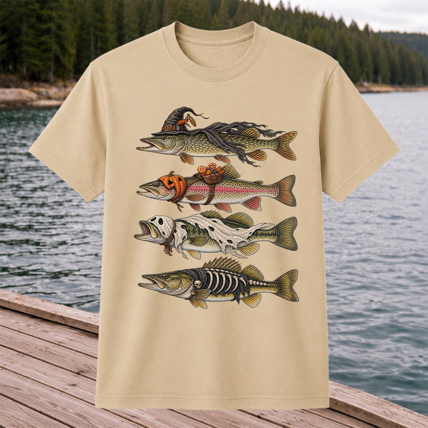 Halloween Costume Fish Freshwater Fishing Graphic T-Shirt