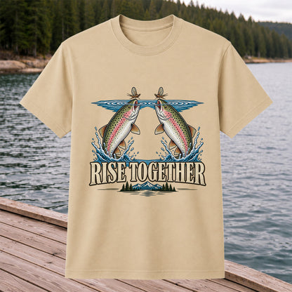 Rise Together Rainbow Trout Fly Fishing Graphic T-Shirt