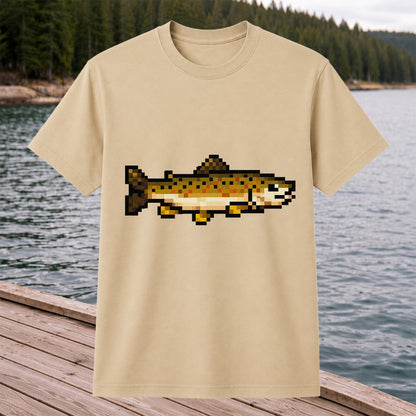 Pixel Art Trout Fishing T-Shirt Retro Fishing Tee