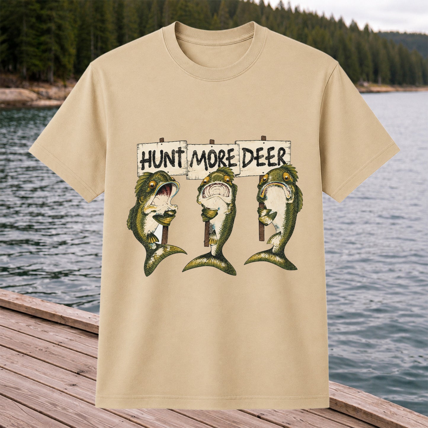 Hunt More Deer Funny Bass Fishing T Shirt